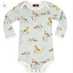 Milkbarn Blue Bird Bamboo Long Sleeve One Piece